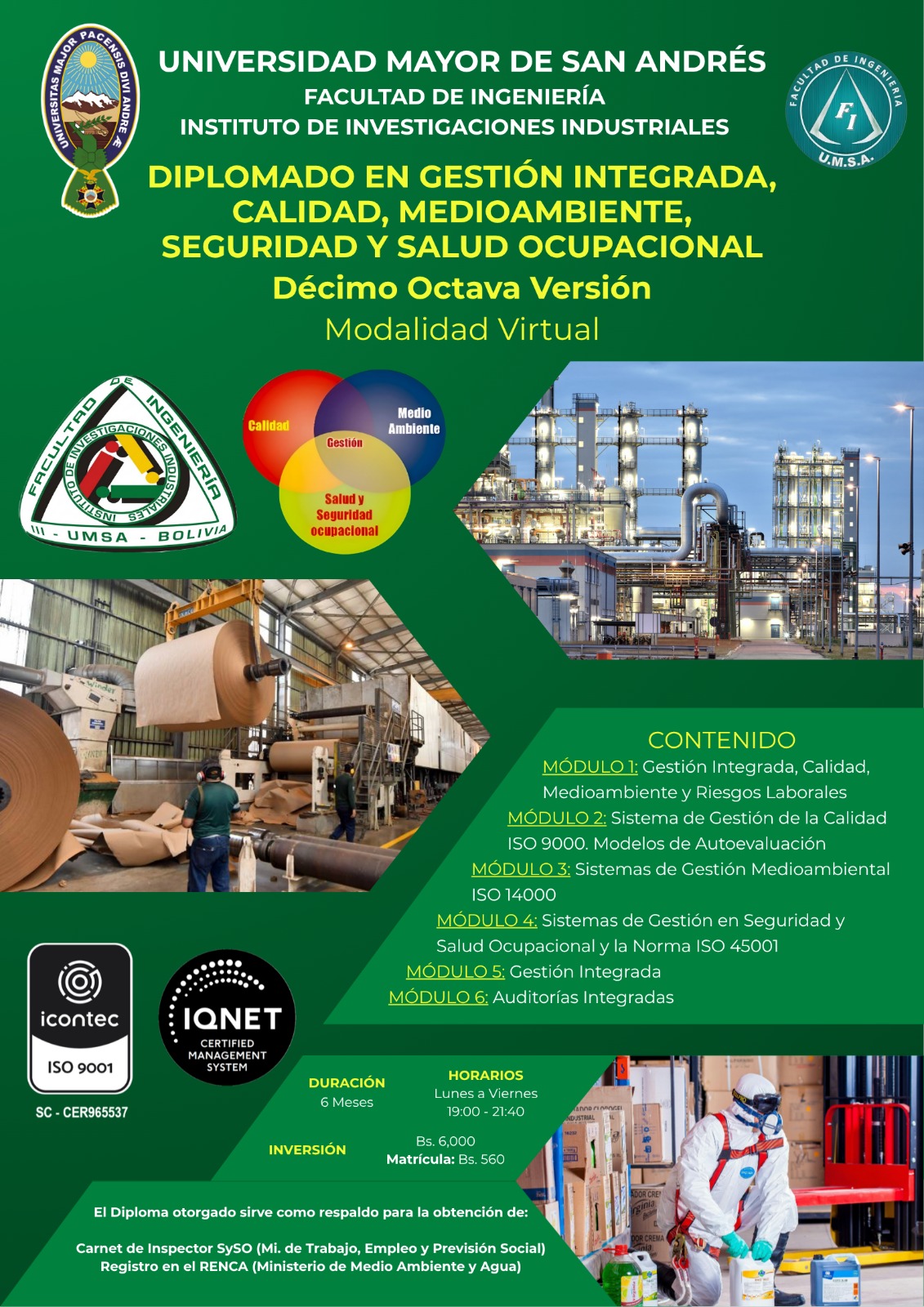 Gestion Integrada, Calidad, Medioambiente, Seguridad y salud Ocupacional.