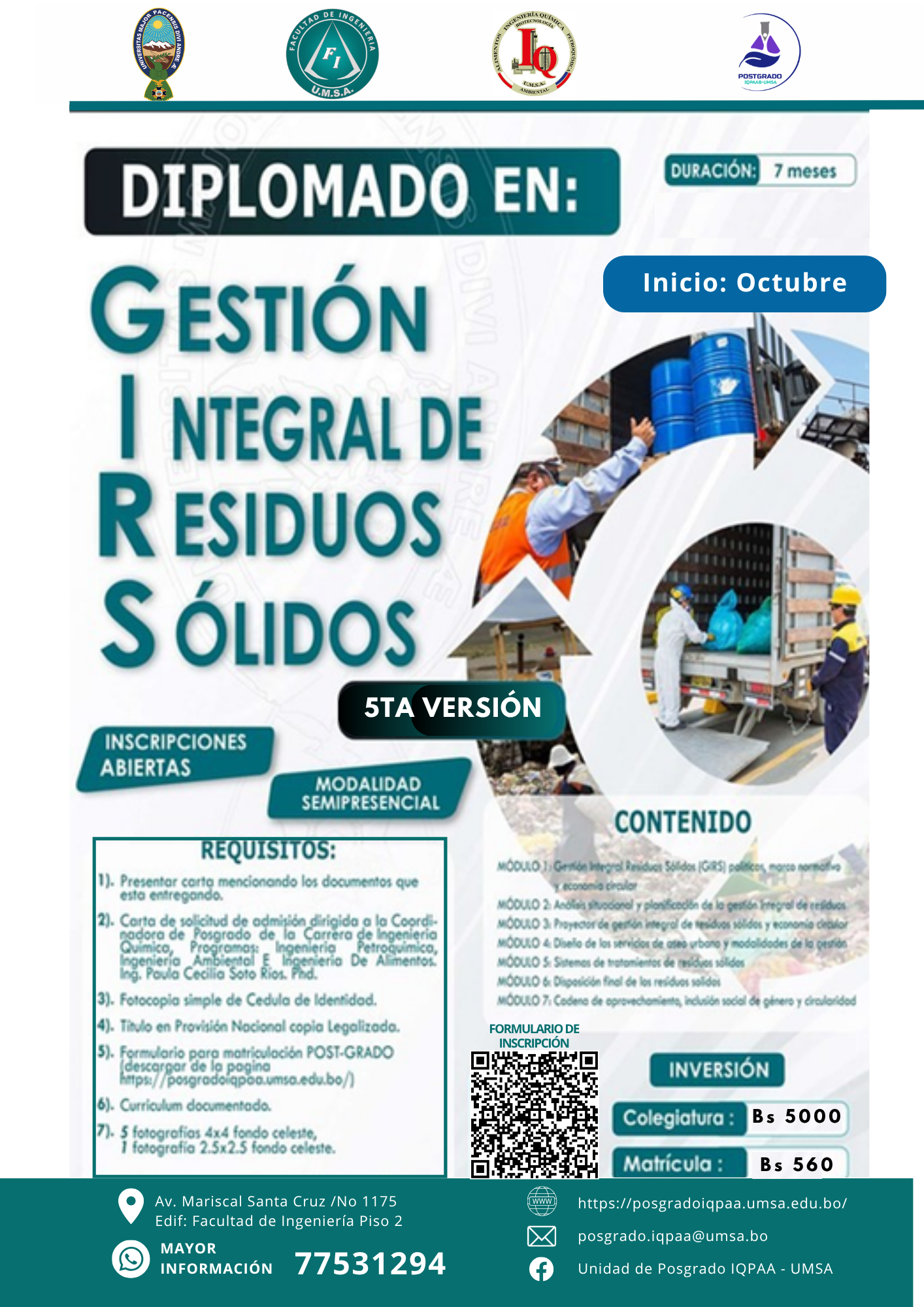 Diplomado en gestión integral de residuos sólidos. Versión V